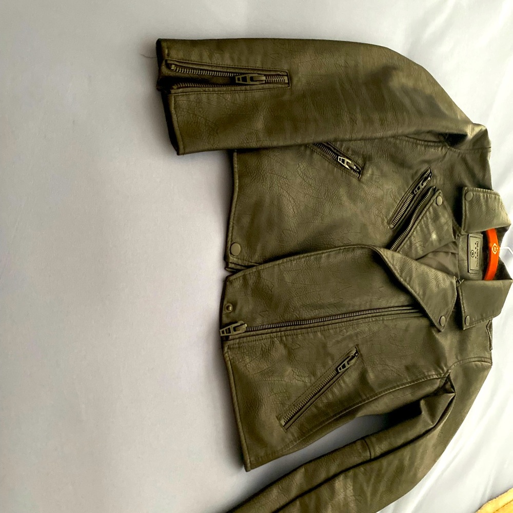 Faux leather motorcycle jacket